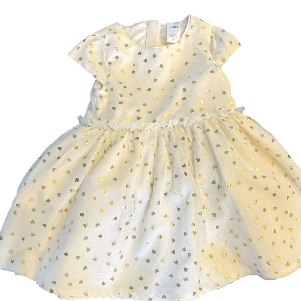 Carters baby girl dress like new 3 months gold heart 💛 design